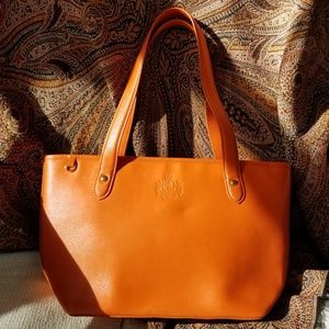 Lauren Ralph Lauren orange zippered tote